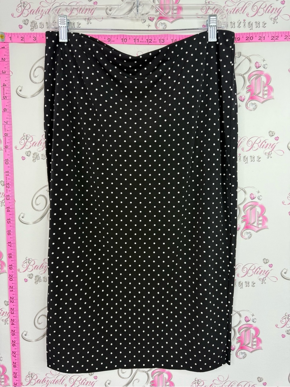 Vince Camuto Black Pencil Skirt with White Polka Dots